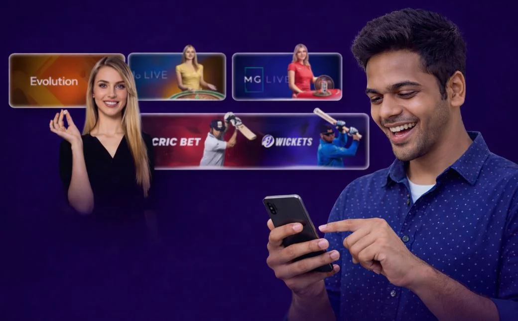 Man placing a sports bet on a smartphone with live betting and casino games displayed on the N8 Casino platform